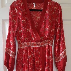 Spell Red and Orange Floral Dress